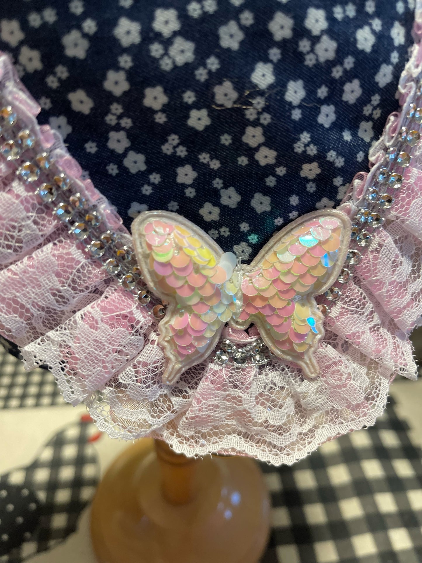 Country Girl Feel with Butterfly, lace, rhinestones and flowers harness