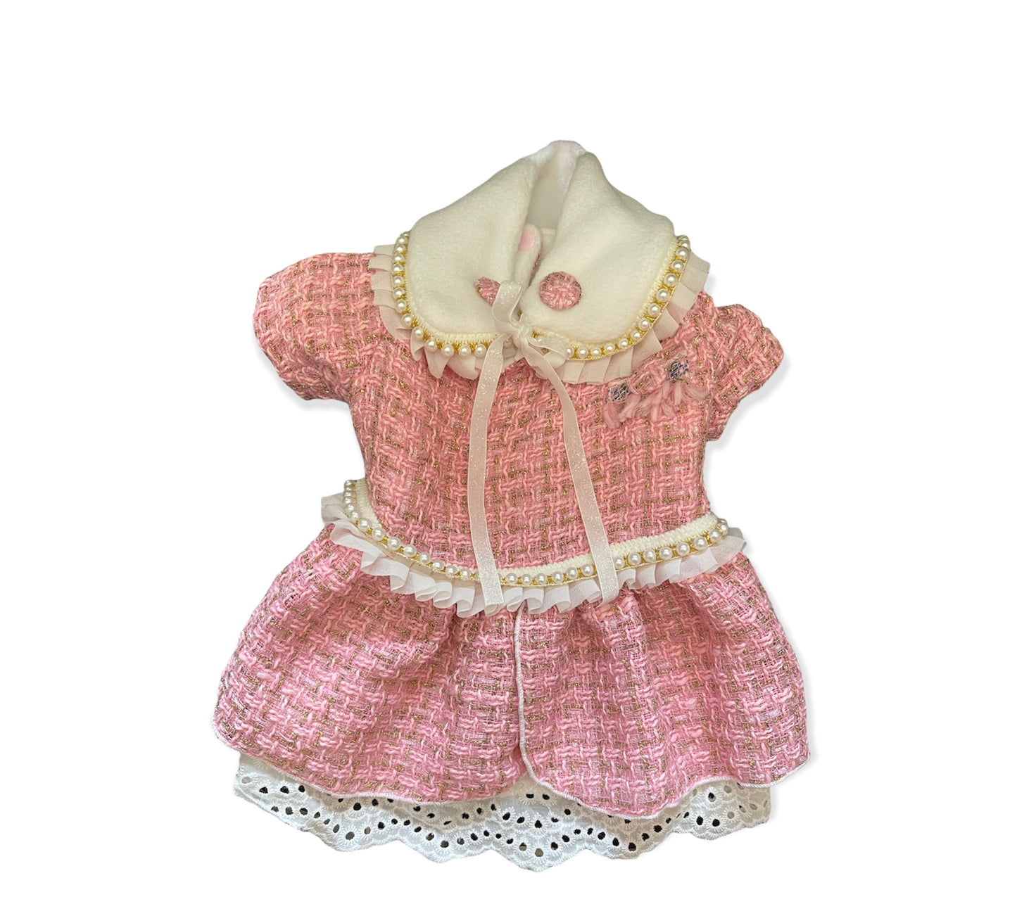 Pink Glamour Tweed Dress. matching hat extra