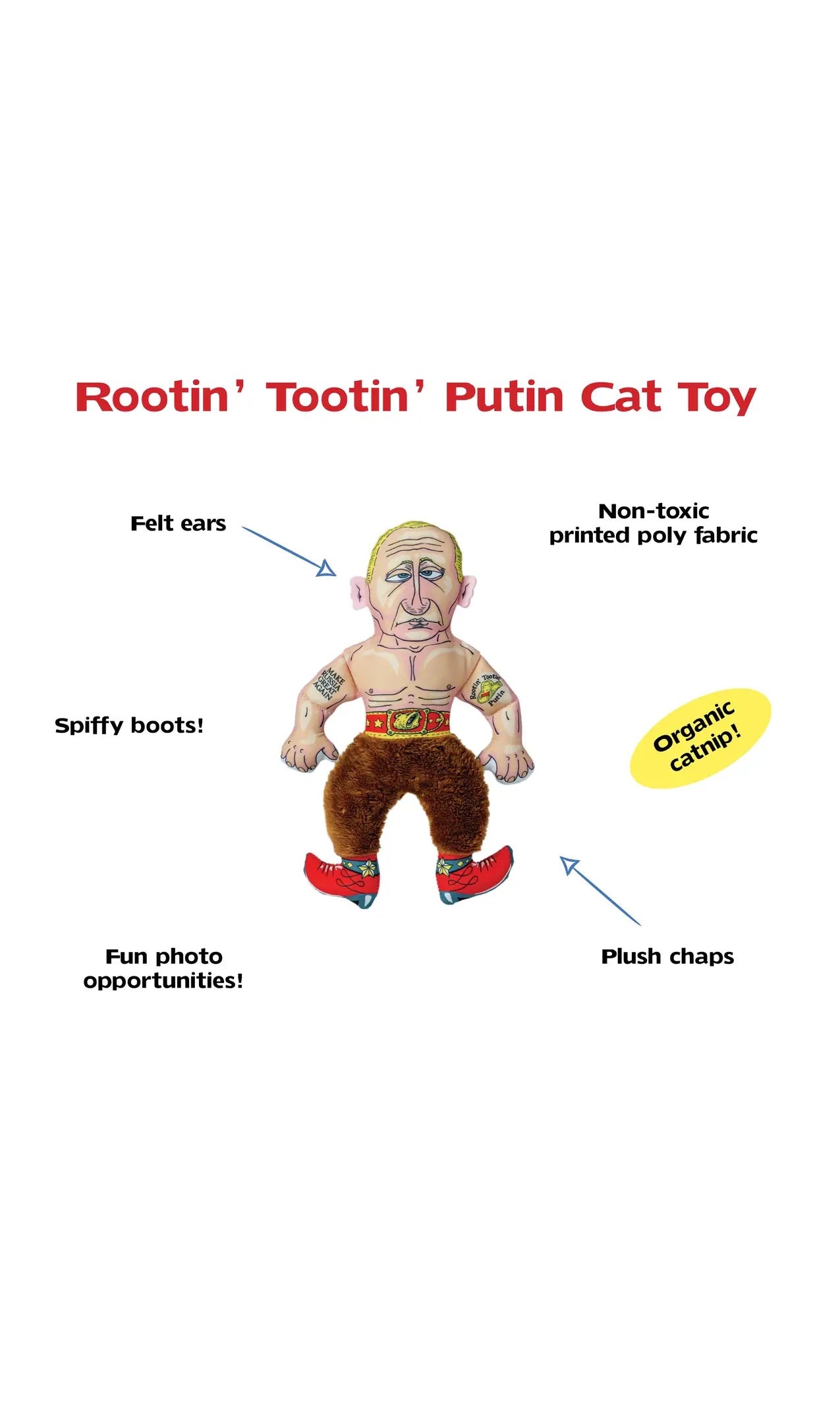 Political Parody Cat Toy - small Rootin' Tootin' Putin