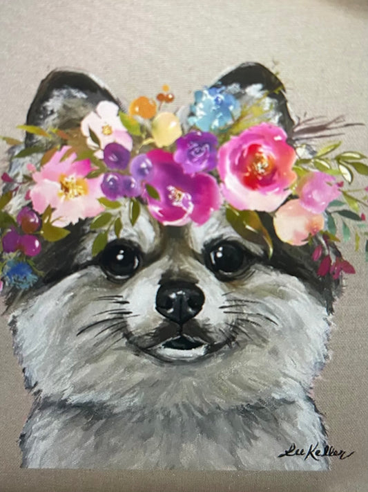 Bright Blooms Pomeranian Tote